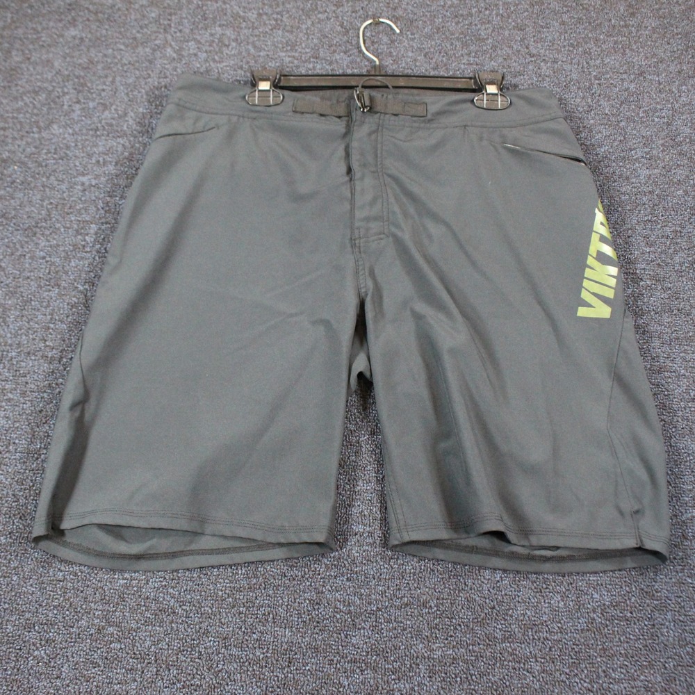 Viktos Gymswym Board Shorts Mens Gray Graphic Logo Stretch Pockets Comfort 34